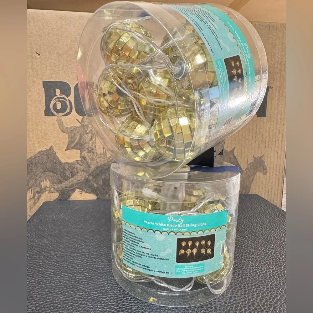 Christmas Lights Gold Light Up Disco Ball String Lights